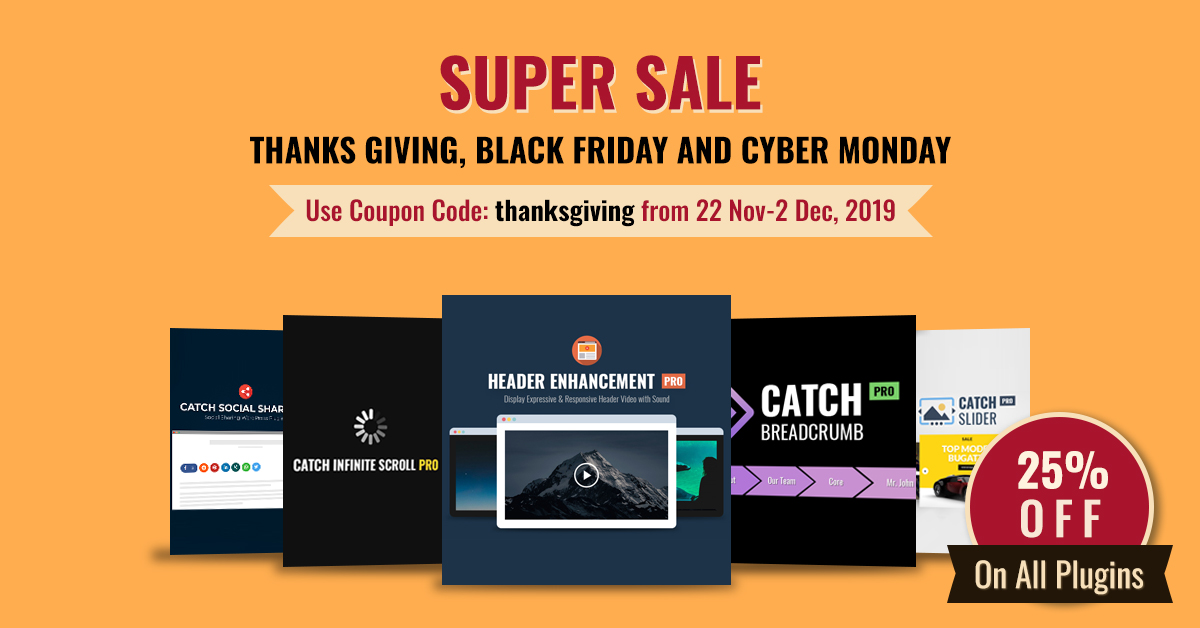 Sale for Thanksgiving, Black Friday, and Cyber Monday 2019!