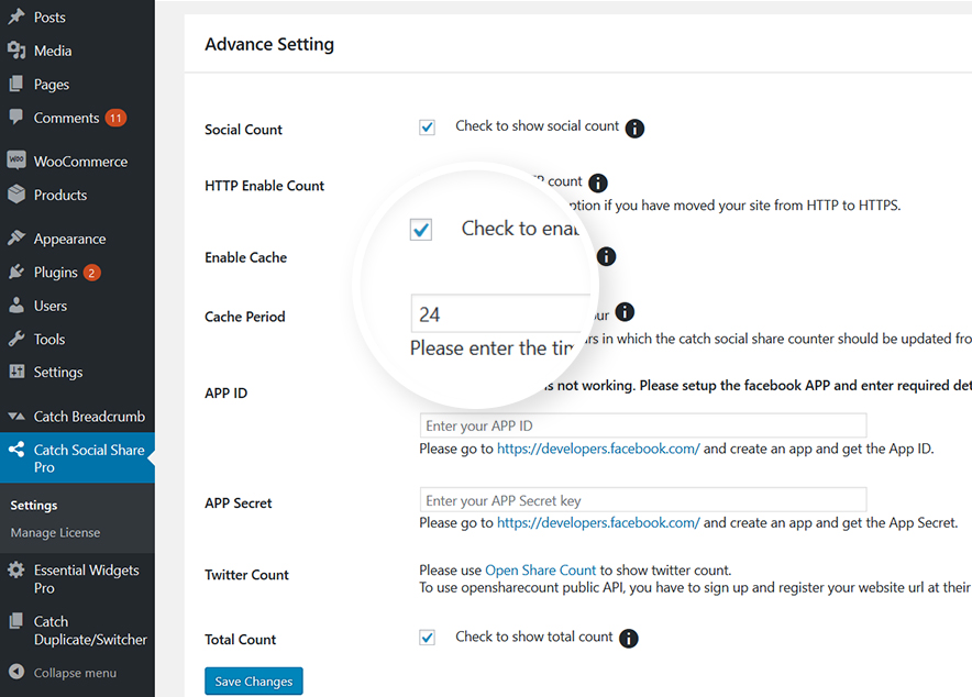 Social Share Pro Cache Period