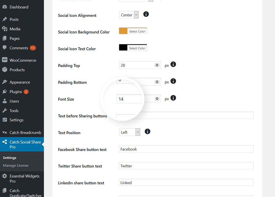 Social Share Pro Font Size