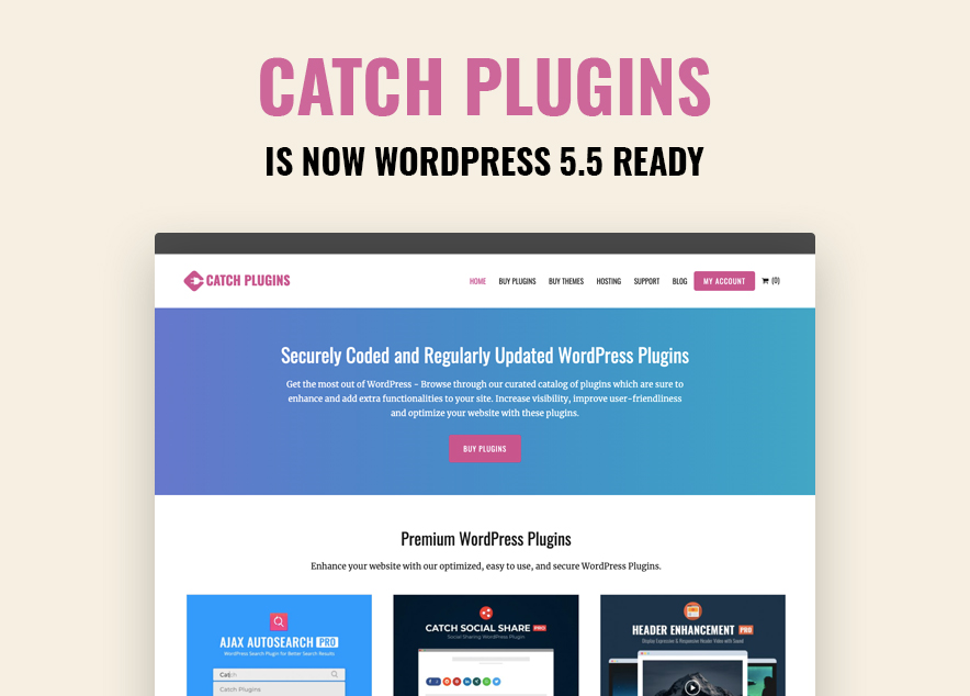 Catch Plugins is now WordPress 5.5 Ready