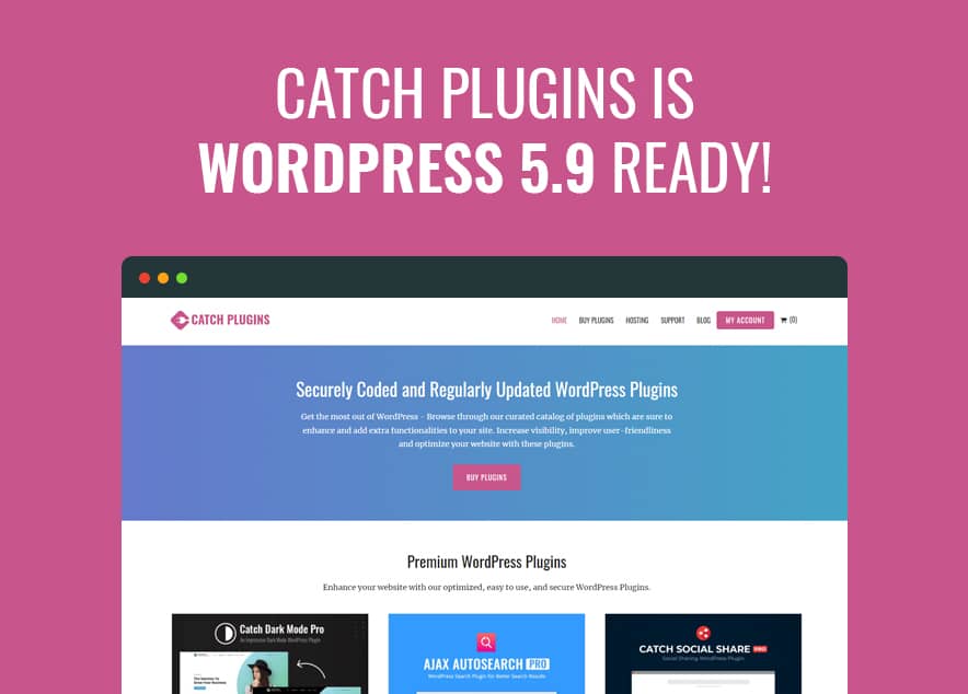 Catch Plugins is now WordPress 5.9 Ready